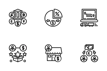 Ciencias económicas Paquete de Iconos