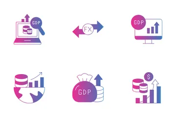 Mercado e negócios da economia digital Pacote de Ícones