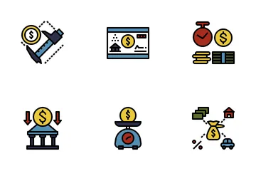 Economics Of Money And Finance Icon Pack