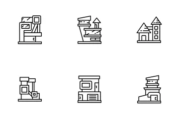 Edificio di architettura moderna Icon Pack