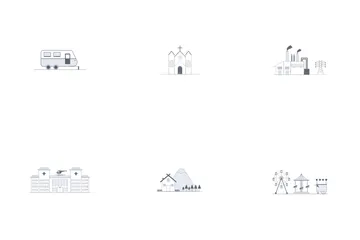 Edifícios e veículos comuns Icon Pack