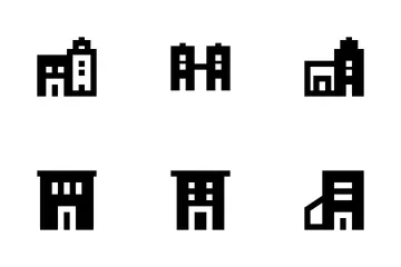 Glifo de edificios Paquete de Iconos