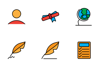 Education Colored Lineal Style Icon Pack