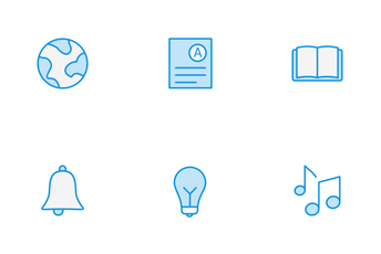 Education Line Blue Icon Pack