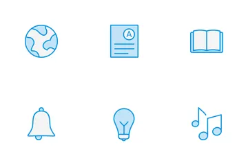 Education Line Blue Icon Pack