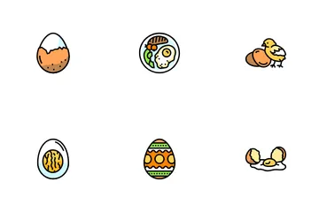 계란 닭고기 농장 음식 유기농 아이콘 팩