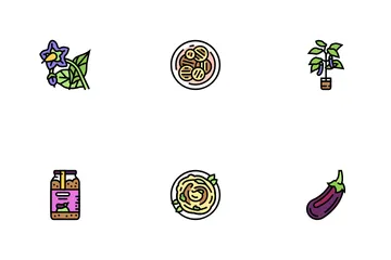 Eggplant Vitamin Bio Vegetable Icon Pack