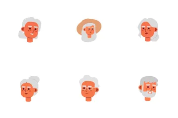 Elderly Happy Diverse Icon Pack