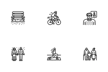 Elderly Leisure Old Happy People Icon Pack