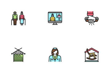 Elderly People Care Icon Pack