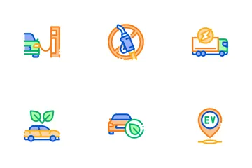 Electric Car Transport Icon Pack