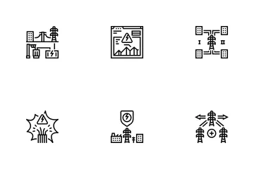 Electric Grid Energy Power Icon Pack