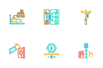 Electric Grid Energy Power Icon Pack