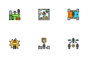 Electric Grid Energy Power Icon Pack