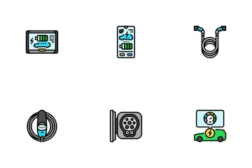 Electric Vehicle Charging Station Icon Pack