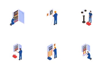 Electrician Profession Icon Pack