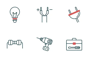 Electrician Tools And Elements Icon Pack