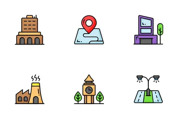 Elementos da cidade Pacote de Ícones