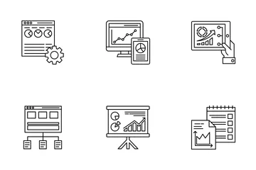 Elementos infográficos sobre desenvolvimento web Pacote de Ícones