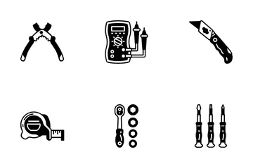 Ferramentas e elementos para eletricista Pacote de Ícones