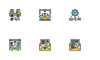 Marketing por correo electrónico Internet Web Paquete de Iconos