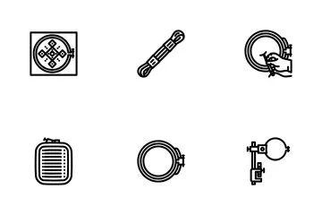 Embroidery Thread Fabric Needle Icon Pack