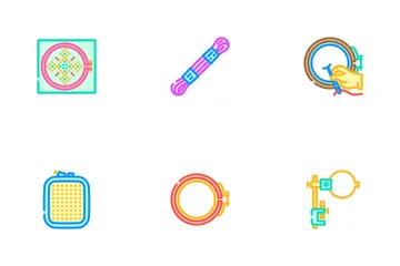 Embroidery Thread Fabric Needle Icon Pack