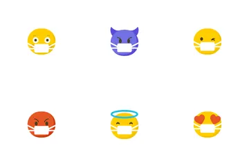 Emoji com máscara facial Pacote de Ícones