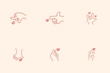 Emoji de mano y corazón Paquete de Iconos