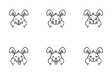 Emoji-Kaninchen Symbolpack