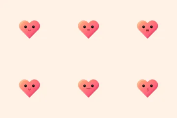 Emoticono lindo corazón Paquete de Iconos