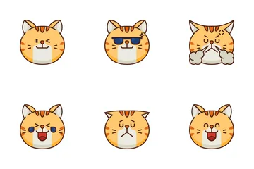 Emoticono de gato gordito Paquete de Iconos