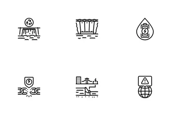 Energía de la central hidroeléctrica Paquete de Iconos