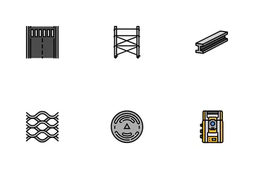 Edifício da Indústria de Engenharia Civil Pacote de Ícones