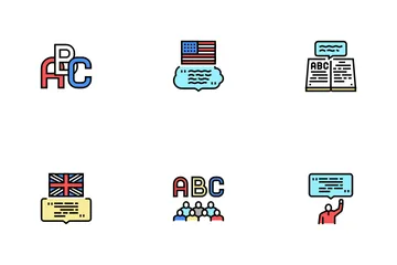 English Language Learn At School Icon Pack
