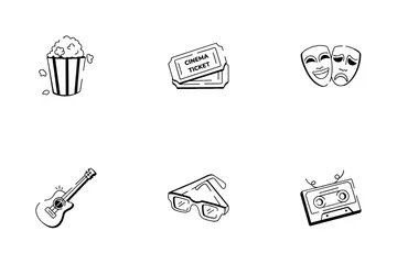 Entertainment Doodle Icon Set Icon Pack