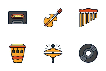 Instrumentos y equipos musicales Paquete de Iconos