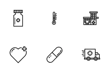 Equipos médicos y medicamentos Paquete de Iconos