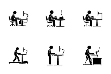 Ergonomischer Arbeitsplatz Icon Pack