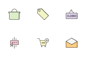 Esboço preenchido de comércio eletrônico Pacote de Ícones