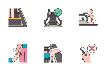 Escalator Safety Icon Pack