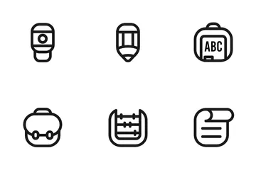 Conjunto mínimo de ícones Monoline - De volta às aulas Pacote de Ícones