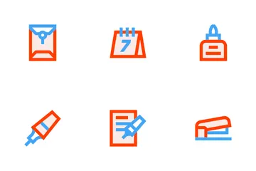Artigos de papelaria de escritório Pacote de Ícones