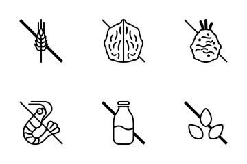 Alérgenos Alimentarios / Línea (esquema) Paquete de Iconos