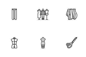 Estilo de costura de moda de confección Paquete de Iconos