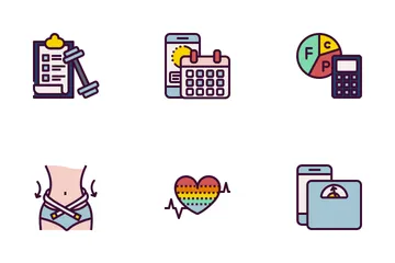 Estilo de contorno relleno para perder y ganar peso Paquete de Iconos