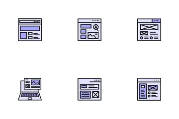 Estructura alámbrica de página web moderna Paquete de Iconos