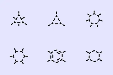 Estructura de la ciencia de las moléculas. Paquete de Iconos