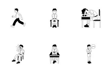 Atividades Estudantis Menino Pacote de Ícones