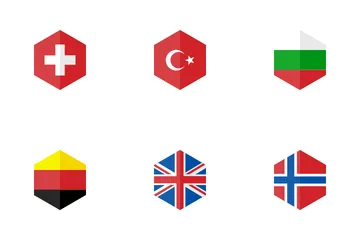 Europa Sechseck Flagge Symbolpack